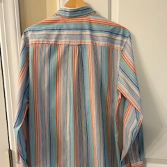 Men's Shirt Button Down Saddlebred L Multicolor Striped Long Sleeve - Picture 2 of 2
